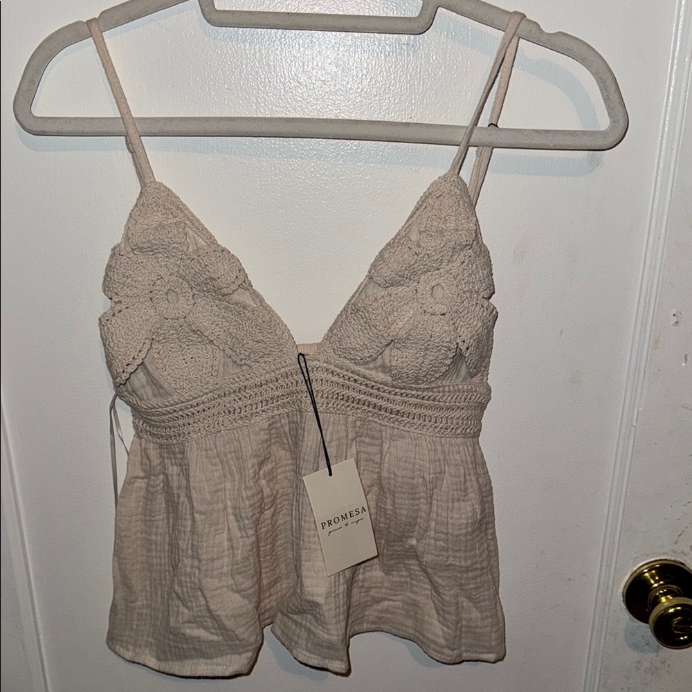 Promesa Cream Lace Embellished Cami